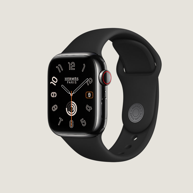 Boîtier Series 9 Noir Sidéral & Bracelet Apple Watch Hermès Simple 